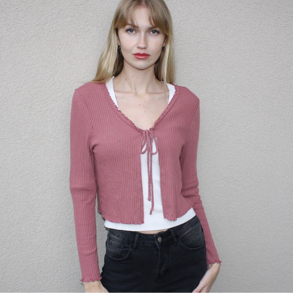 Pink tie up cardigan!